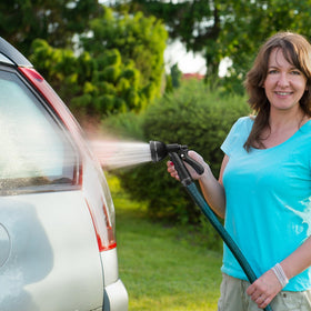 Besiter nozzle includes washers to prevent leaks and save water.