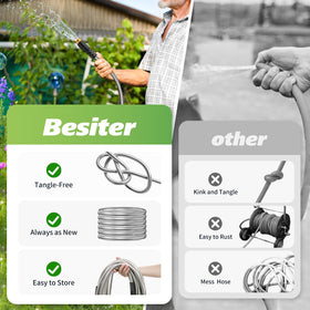 Besiter multiuse hose attachments support garden tasks, RV hookups, and pet washing.