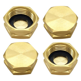 BesNPT brass 3/4 inch GHT end cap with washer for a secure, leak-free hose connection.