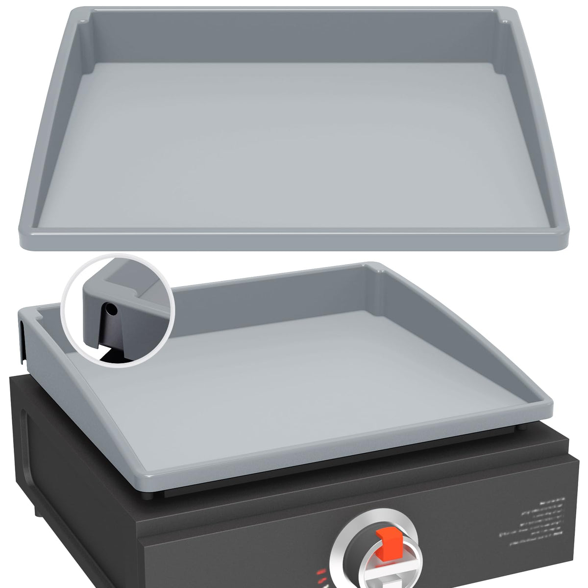 BESSIO silicone griddle mat cover on a 17-inch Blackstone showing full coverage and a snug fit