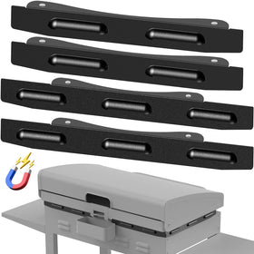 BESSTY wind guard long side view protects flame on Blackstone griddle for steadier heat.