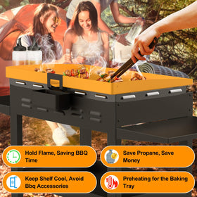BESSTY short side guard shields gaps, keeping heat controlled during breezy grilling.