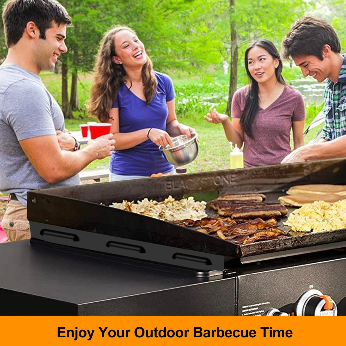 BESSTY set shown installed on Blackstone griddle demonstrates steady heat in wind.