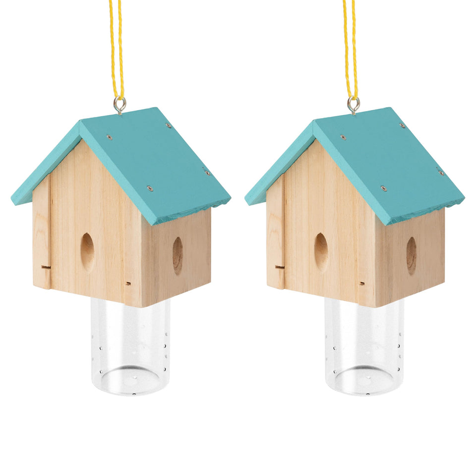 Best Bee Trap carpenter bee trap outside in blue cabin style 2-pack protects wooden surfaces