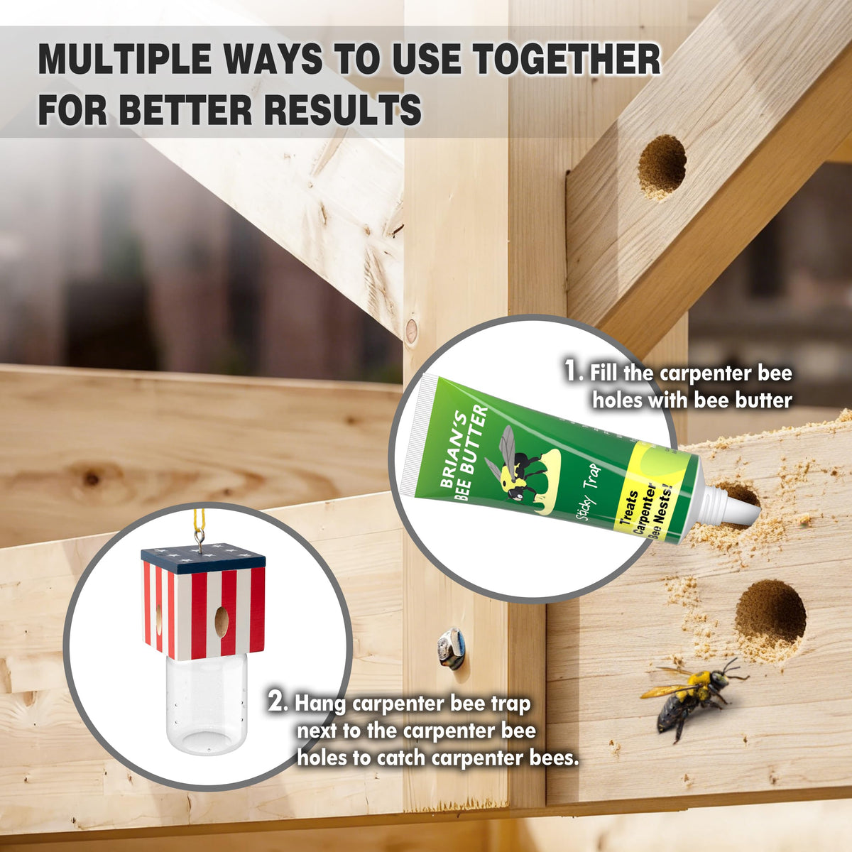 Best Bee Trap pheromone attractant increases chances of carpenter bee entry.