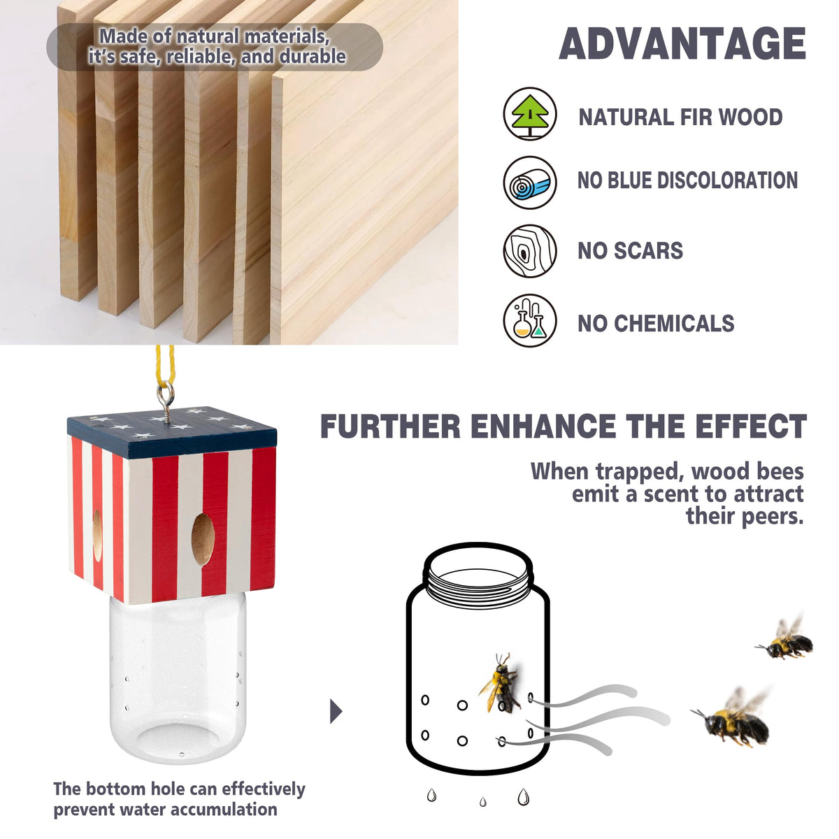 Best Bee Trap weather-resistant wood frame withstands rain and sun.