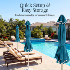 Best Choice Products peacock-colored canopy complements outdoor decor