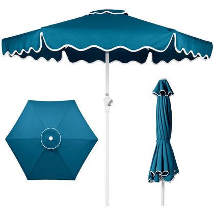 Best Choice Products umbrella with peacock wavy-trim canopy for stylish shade outdoors