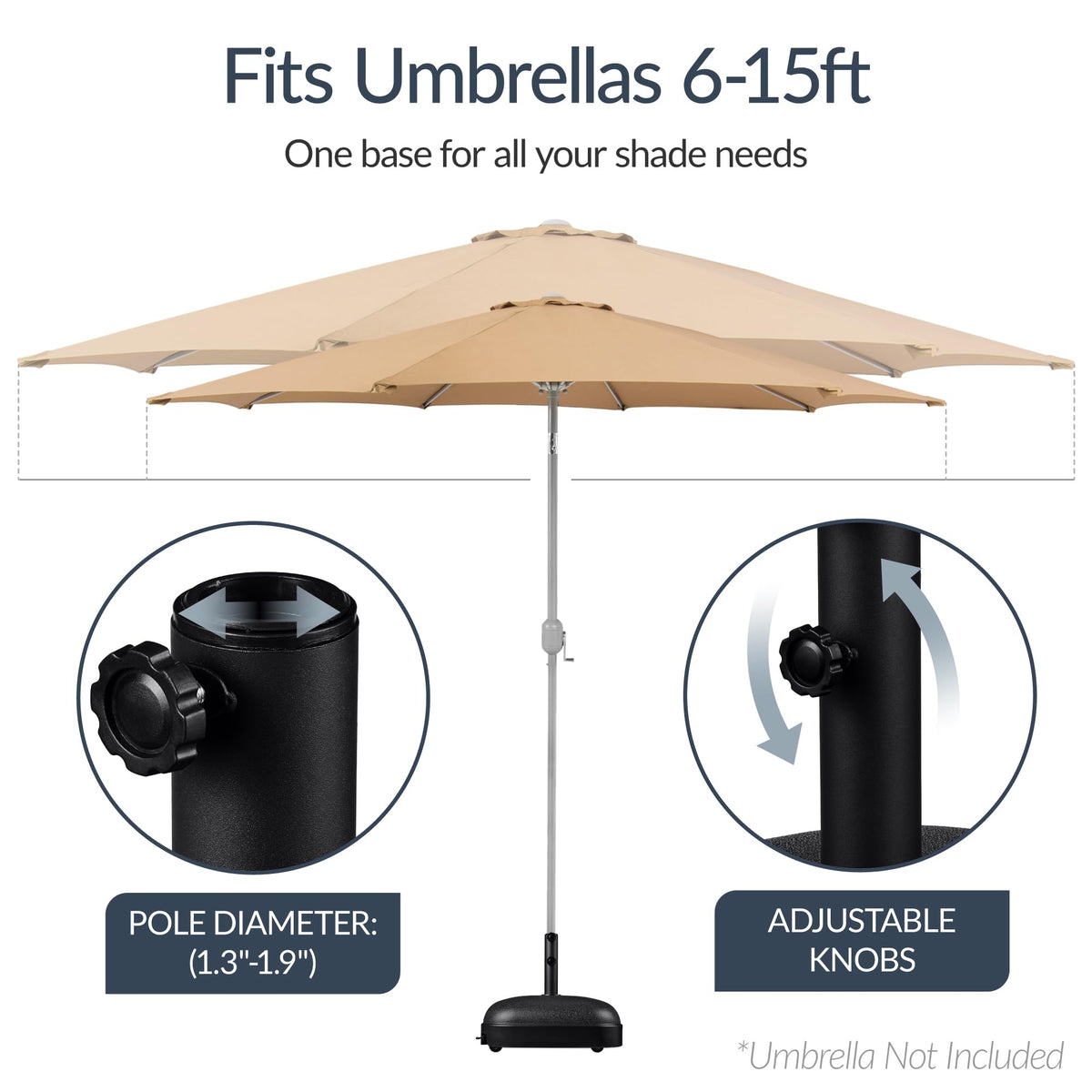 Best Choice base universal-fit supports 6 to 15 ft umbrellas