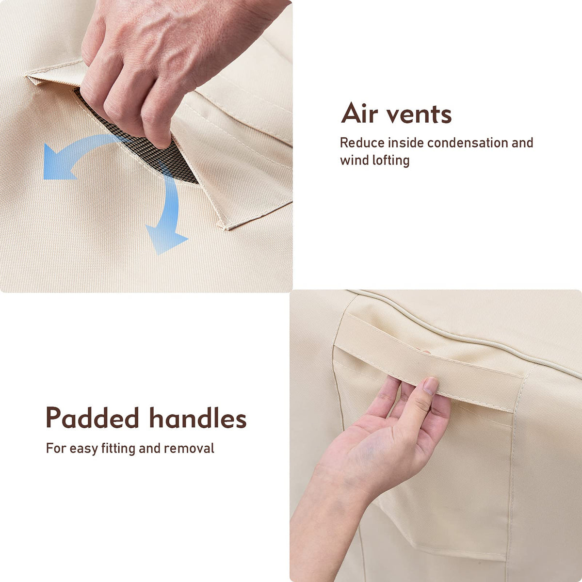 Bestalent chair cover with air vents reducing moisture buildup on outdoor furniture.