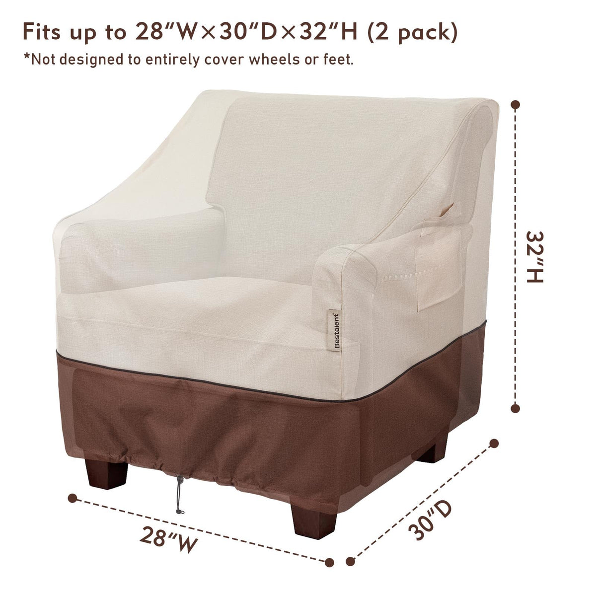 Bestalent beige chair cover with buckle straps for strong wind resistance on a deck chair.