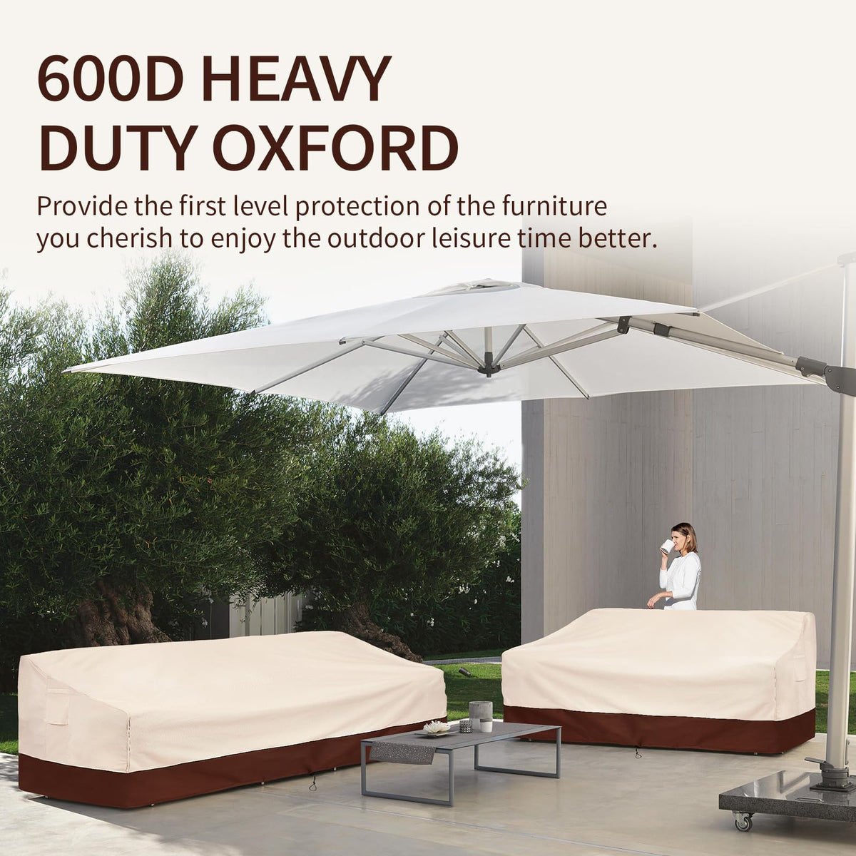 Bestalent patio cover features durable stitching to resist deformation on windy days.