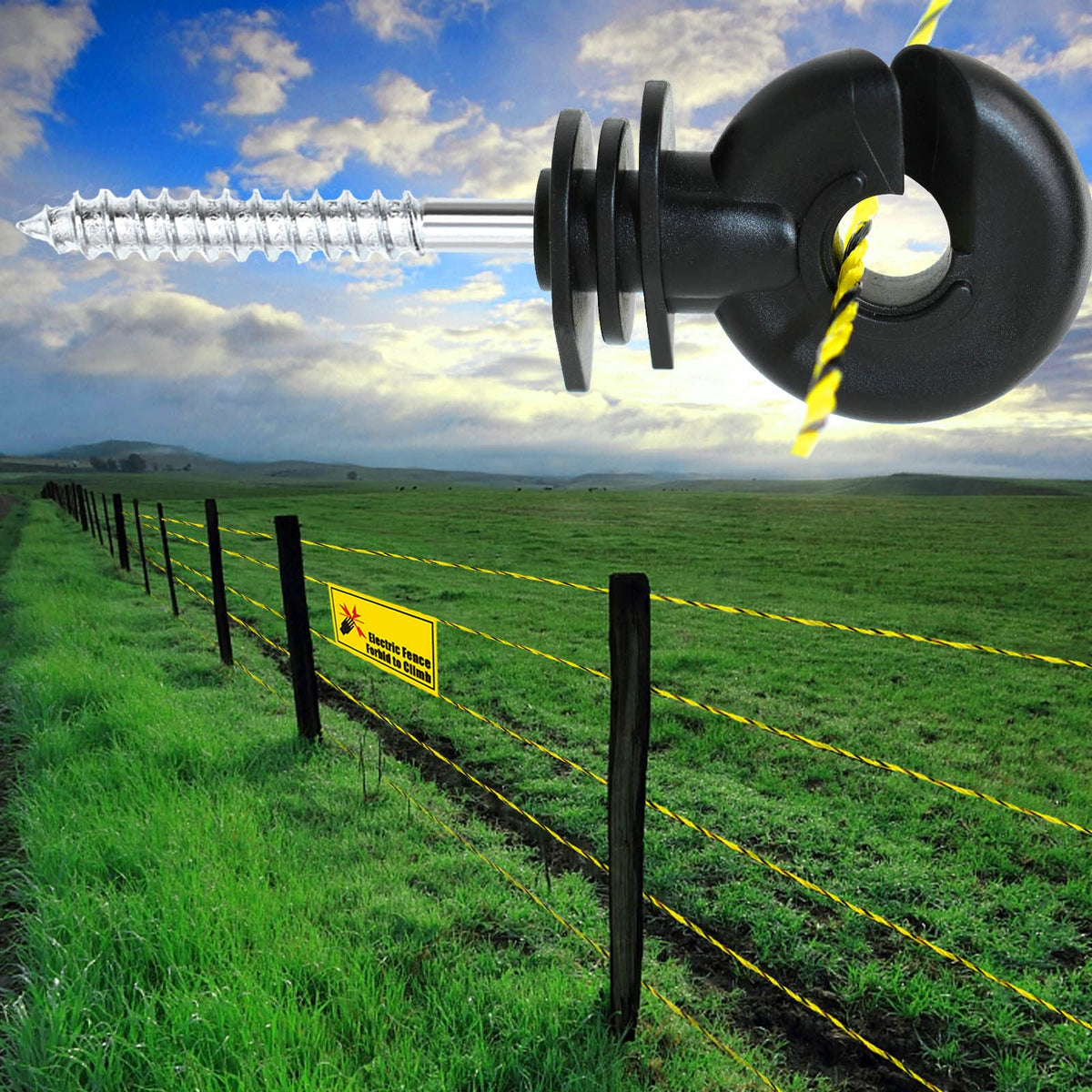 BESTEEL ring insulator on a wood post during installation.