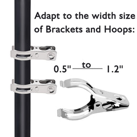 BESTEEL strong spring-action clips open wide for hoops.