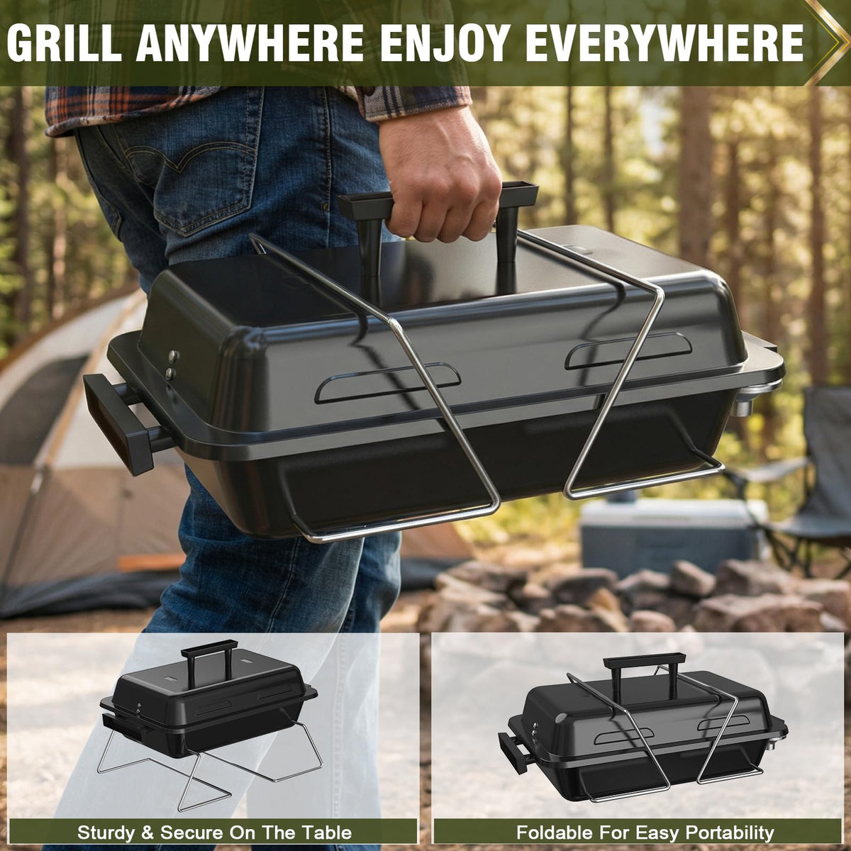 BESTFIRE grill with porcelain-coated grates for rust resistance and easy cleanup.