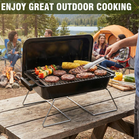 BESTFIRE grill set up for outdoor camping and on‑the‑go grilling.