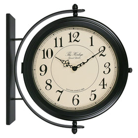 BESTIME double-sided wall clock with iron frame for versatile indoor and outdoor use.