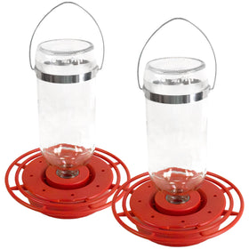 BestNest Best-1 glass hummingbird feeders paired on a branch attract multiple hummingbirds