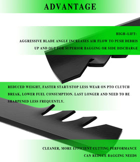 Black oxide coating helps resist rust during mowing tasks