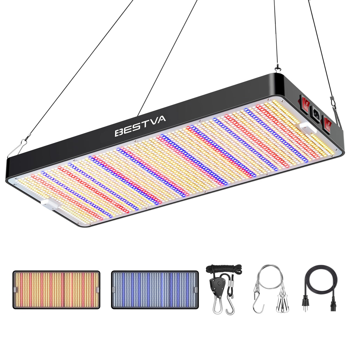 BESTVA DC4000 LED Grow Light front view for compact design in indoor gardens.