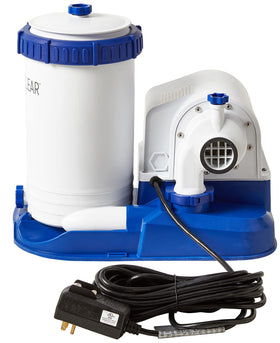 Bestway Flowclear 2500-gallon pump hoses connected for filtration.