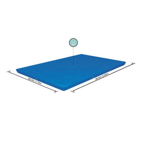 Blue Bestway FlowClear rectangular pool cover rolled up for storage