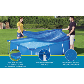 Ropes included with Bestway FlowClear rectangular cover securing it over the pool