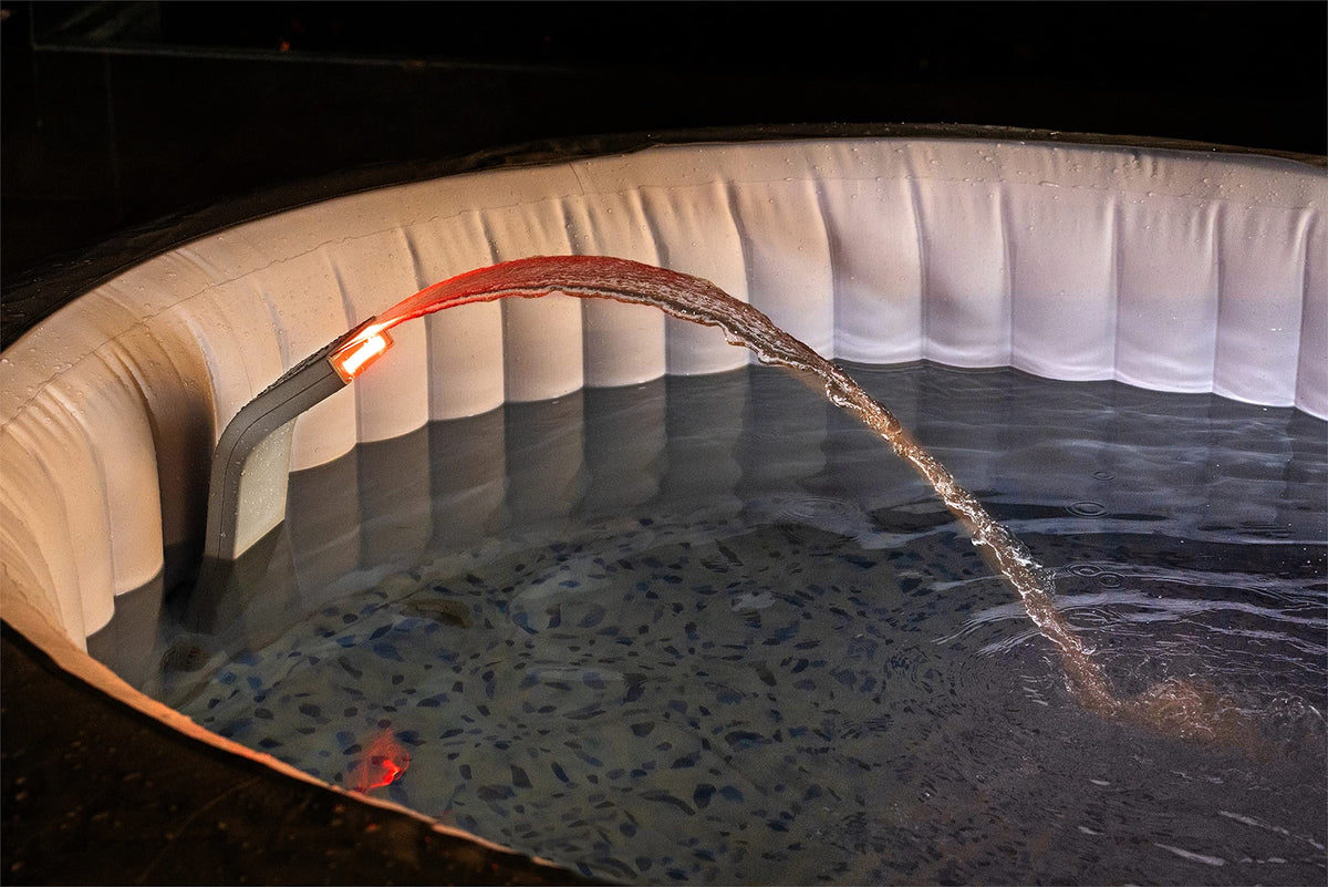 Bestway SaluSpa LED lights cycle through seven colors during water cascade.