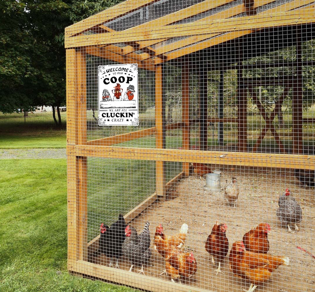 Bestylez Welcome To Our Coop sign weatherproof aluminum withstands outdoor conditions with vivid color.