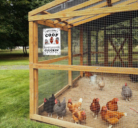 Bestylez Welcome To Our Coop sign weatherproof aluminum withstands outdoor conditions with vivid color.