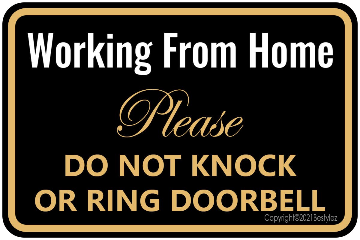 Bestylez Working from Home Sign Do Not Knock for clear door awareness