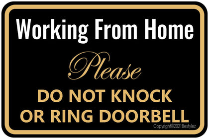 Bestylez Working from Home Sign Do Not Knock for clear door awareness