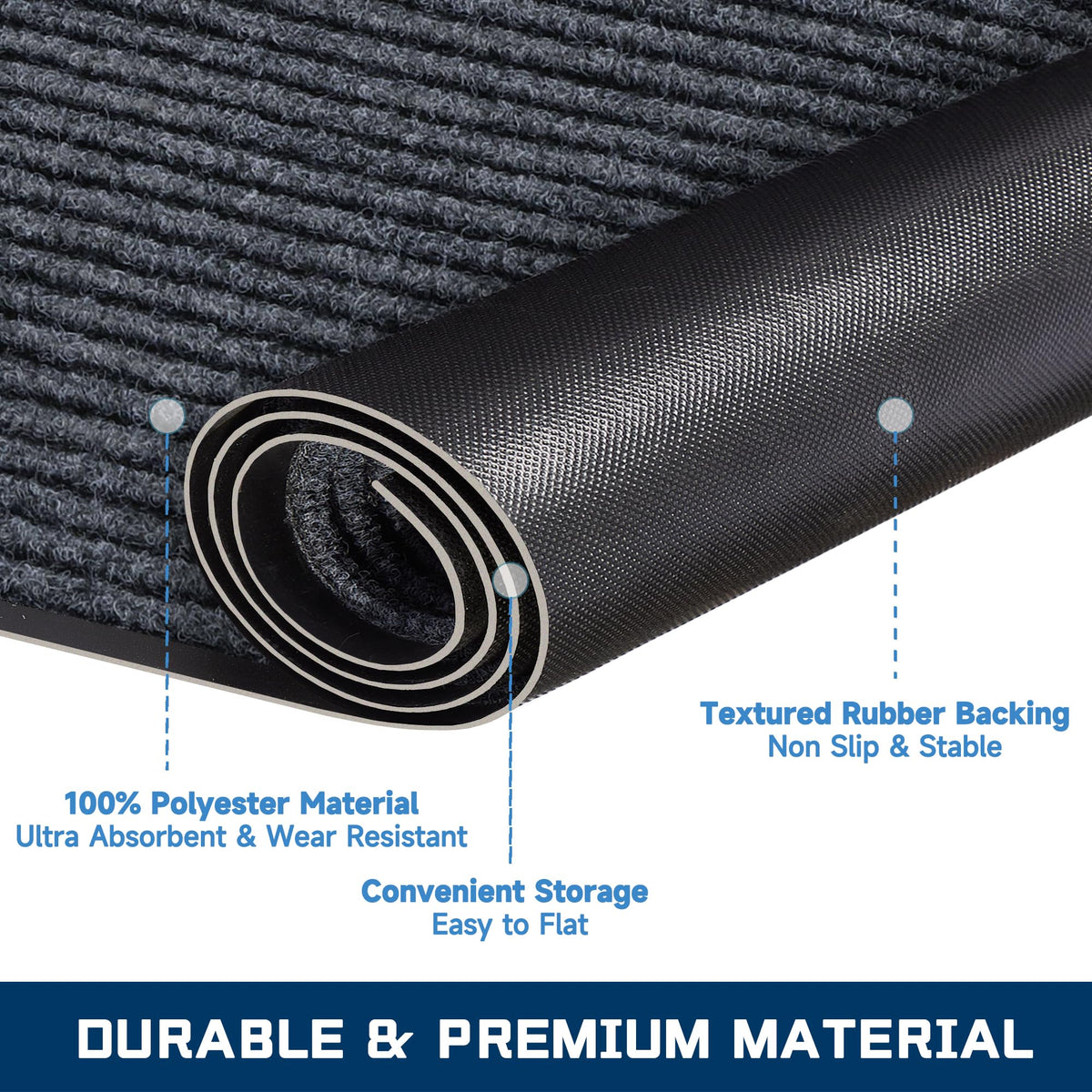 Heavy-duty commercial-grade mat for high-traffic entrances and business settings.