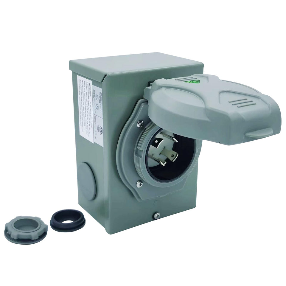 Besyl 30A generator inlet box outdoor durable steel for reliable power connections.