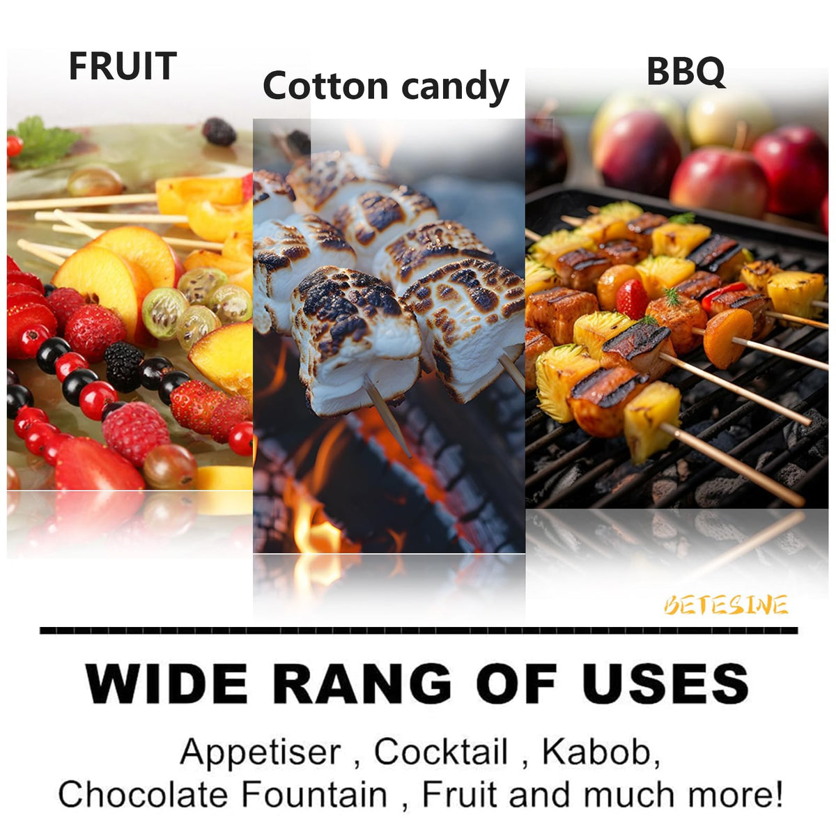 Betesine 100-pack roasting sticks for parties and camping