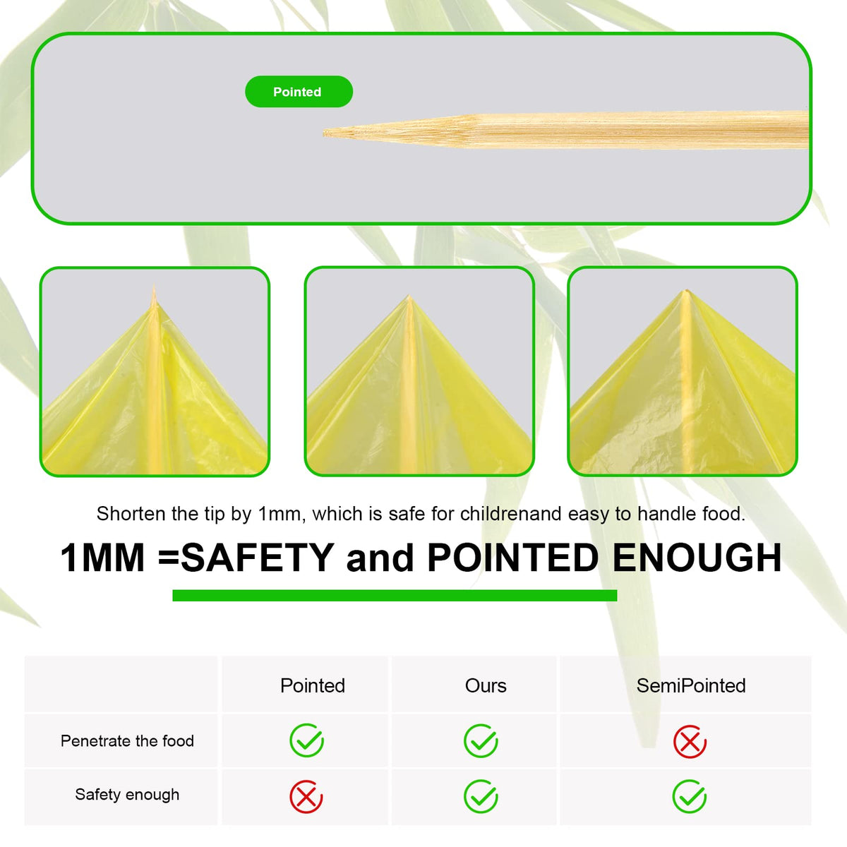 Betesine 6.3mm thick bamboo roasting stick provides strong roasting support