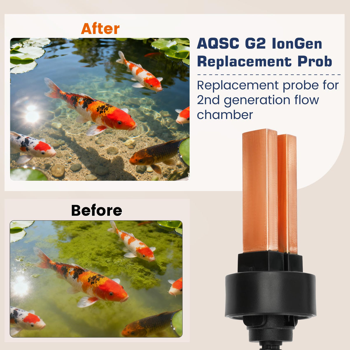 Betollo G2 IonGen replacement probe, cable end detail, includes quick connect for maintenance.