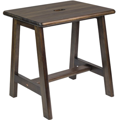 BETSEO Acacia wood rectangle stool in walnut finish, ideal as a compact seat and decor.
