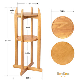 BETSEO wooden stand with two round shelves installed for easy bottle display