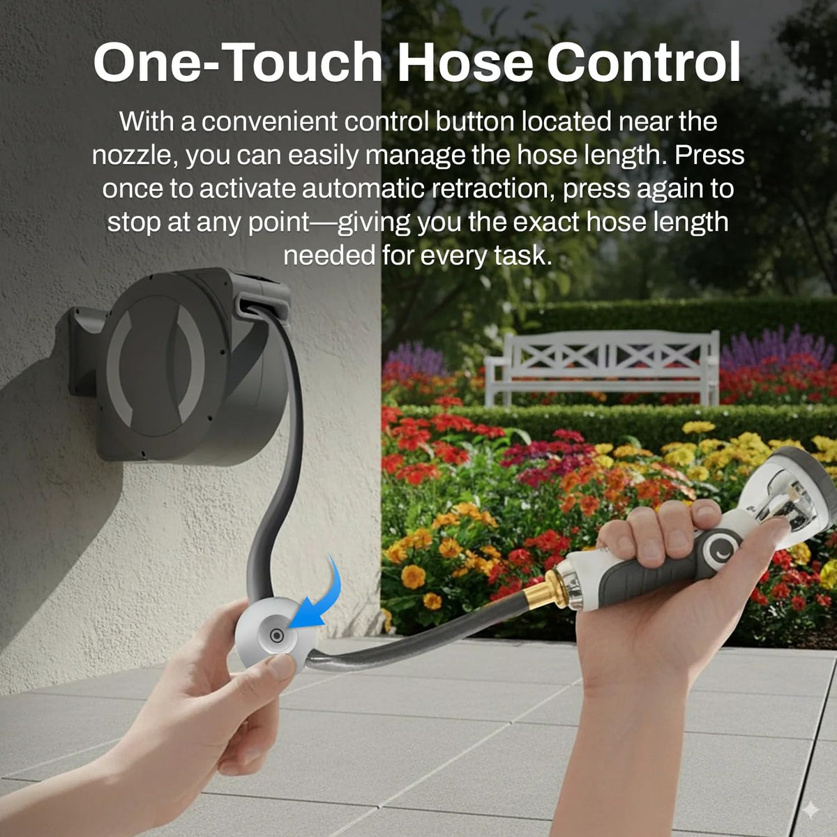 Betta EaseReel retractable hose with push-button automatic retraction