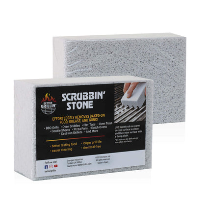 BETTER GRILLIN' Scrubbin Stone cleans grill grates quickly with light abrasive action