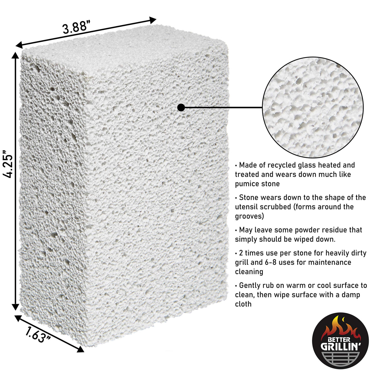 BETTER GRILLIN' Scrubbin Stone used on griddles for efficient grime removal