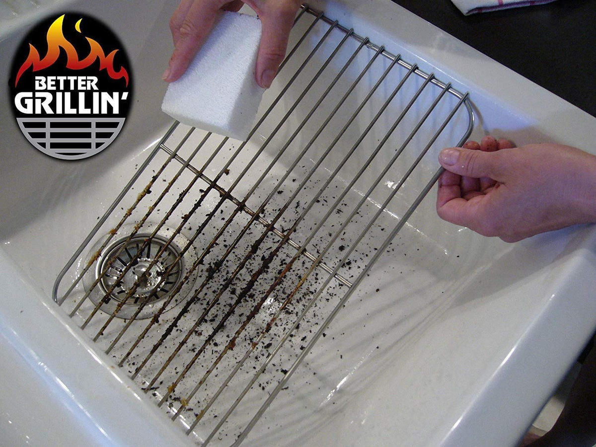 BETTER GRILLIN' Scrubbin Stone scrubs tough residue on barbecue tools