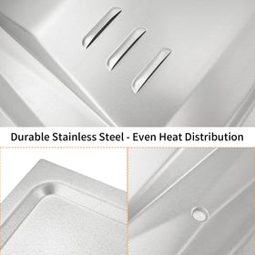 Beurbcikue heat dissipation channels promote even cooking temperatures.