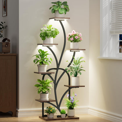 BEVAURORA plant stand with grow light displaying a lush indoor collection.