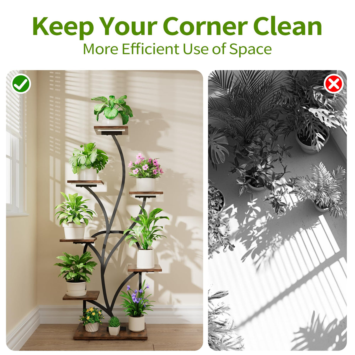 BEVAURORA vase-shaped rack holds plants like a decorative sculpture.