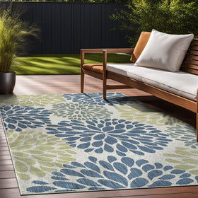 Beverly Rug easy-clean damp-wipe demo on a modern outdoor rug