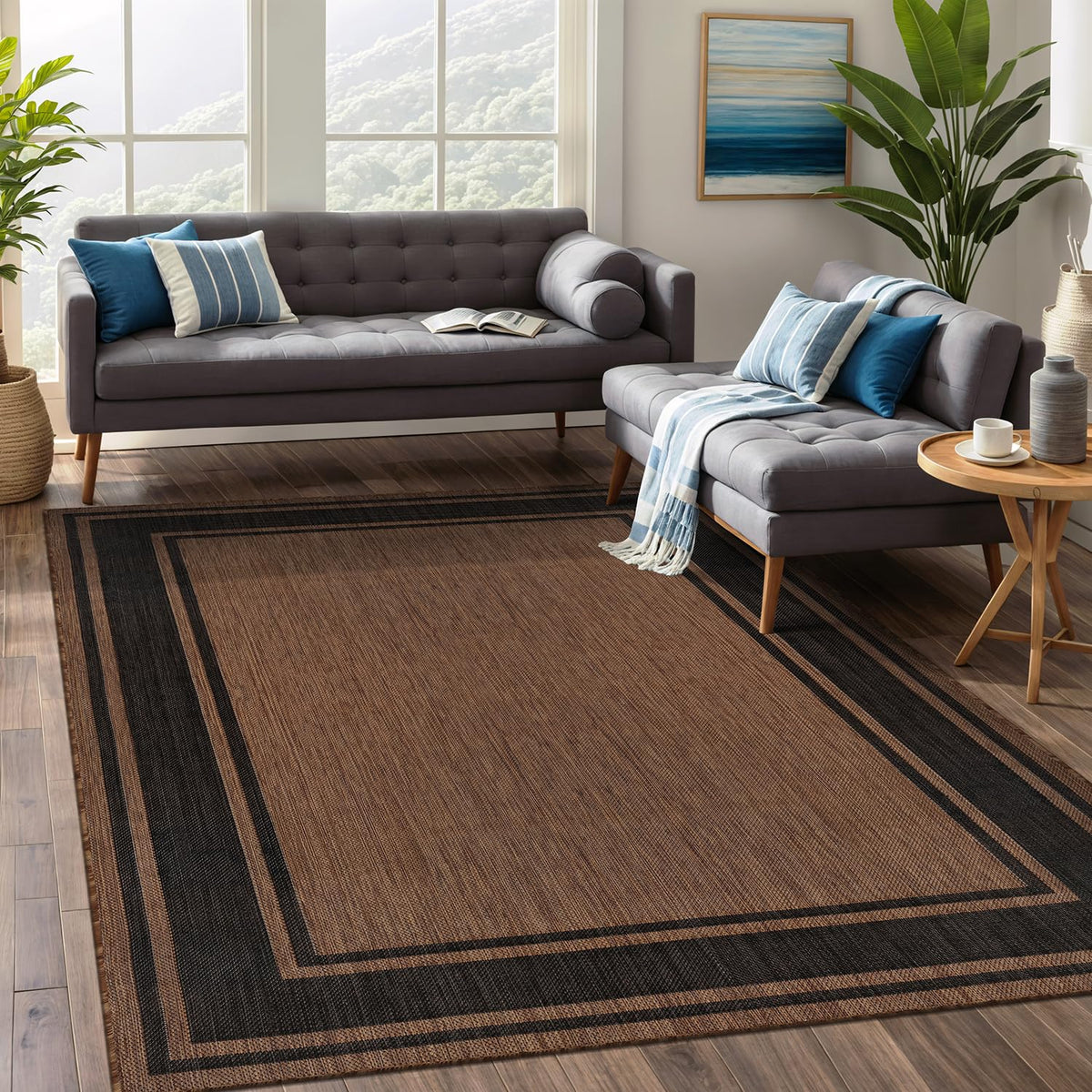 Beverly Rug easy-clean outdoor rug cleans with damp cloth or hose