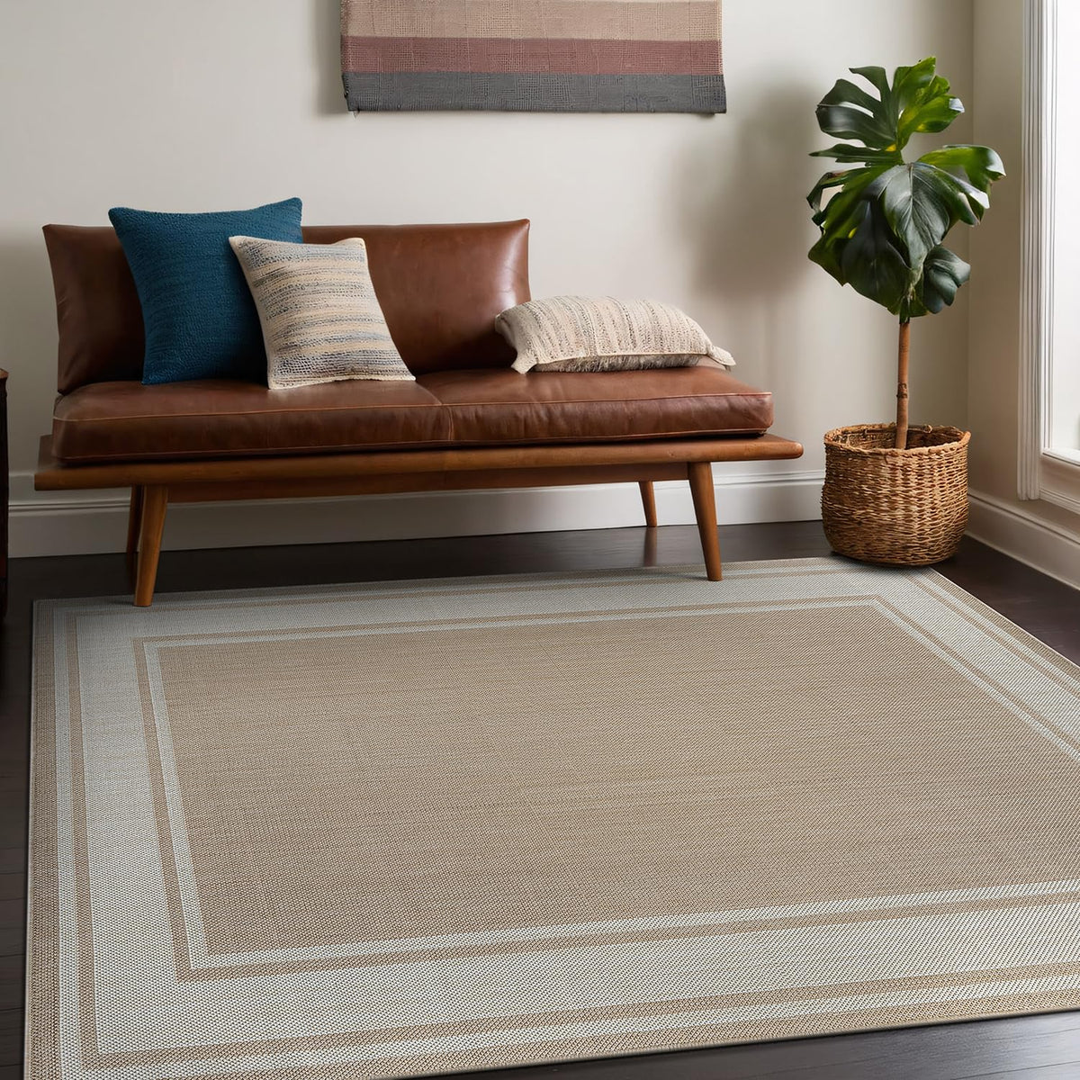 Beverly Rug beige color complements many outdoor decor styles.