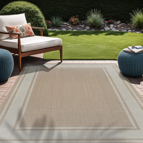 Beverly Rug indoor-outdoor rug beige supports high-traffic areas.